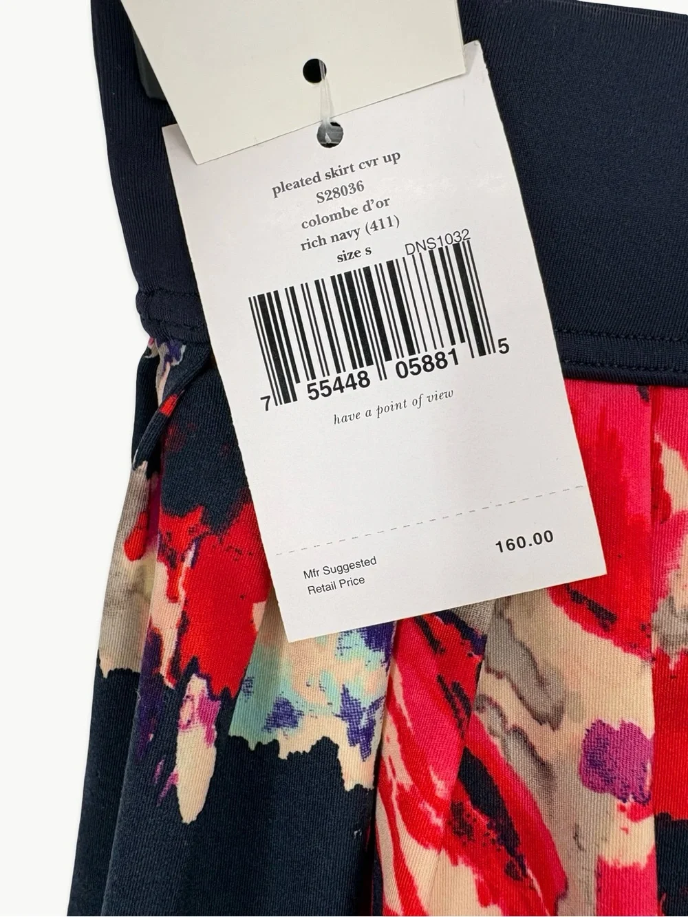 Kate Spade High Waist Pleated Swim Skirt Cover Up Navy Floral NWT Size Small